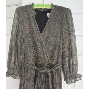 Gold Metallic J Taylor Jumpsuit Pantsuit Disco 70’s Inspired Size 10 With Sash